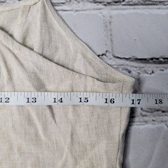 Topshop Beige Tan Linen Blend Button Accent Sleeveless Dress NWT Size US 6 - Picture 9 of 13